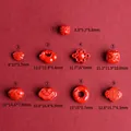 Ciondoli in cinnabro rosso con motivi cinesi come testa di leone e ruyi lock - Stile Nodo Nuvola di Buon Auspicio (N. 9)