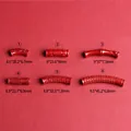 Perle a tubo in cinabro rosso intagliato con motivi tradizionali di bambù e nuvole - Stile Drago e Fenice (Modello 6)