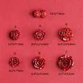 Perle di loto e fiori in cinnabrio rosso intagliato per gioielli in varie misure - Stile Fiore di Peonia (Modello 7)