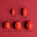 Red cinnabar carved beads set with lucky clouds and Buddha patterns in various sizes - Meander Pattern (No.1)