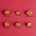 Perle decorative rosse cinabro e oro con motivi cinesi e dimensioni dettagliate - Stile Danza del Leone (Stile 1) / Rosso Cinabro Tracciato in Oro