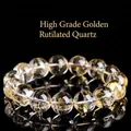 Natural citrine bead bracelet in bright yellow with clear internal textures and high shine - Grade A Citrine / 11-11.8mm Single Loop (approx. 18 Beads)