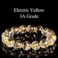 3A grade citrine bead bracelet with natural ice cracks and clear yellow quartz finish - Grade 3A Electric Yellow Citrine / 11-11.8mm Single Loop (approx. 18 Beads)
