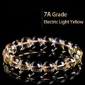 7A grade natural citrine bead bracelet with vibrant yellow beads and red string - Grade 7A Electric Golden Yellow / 8-8.8mm