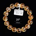 Donkergele 13mm Citrien kristallen kralenarmband op rood koord met 6A-label - 13mm Ronde Kraal Stijl (26#) / 6A Intense Gouden Citrien