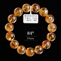 Diepgeel 15mm 6A citrien kralen armband met natuurlijke ijskristallen texturen - 15mm Ronde Kraal Stijl (84#) / 6A Intense Gouden Citrien