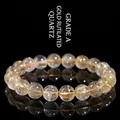 Grade A Gold Rutilated Quartz beaded bracelet with natural golden crystal inclusions - 8-8.8mm (Approx. 23 Beads) / A Grade