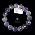 Bracciale in spodumene naturale 13,5 mm effetto occhio di gatto perle viola e verdi - 13.5mm / circa 71.0g (08#)