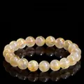 5A Grade natural gold rutilated quartz beaded bracelet with shiny golden needles - 8-8.8mm (Approx. 23 Beads) / 5A Grade Rutilated Quartz Style 2