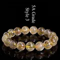 5A Grade Style 3 natural golden rutilated quartz beaded bracelet with luxury finish - 8-8.8mm (Approx 23 Beads) / 5A Grade Full Rutile Inclusions Style 3