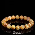 6A grade golden rutilated quartz beaded bracelet with vibrant needles and black reflection - 7-7.8mm (Approx. 25 Beads) / 6A Grade Rutilated Quartz Style 1