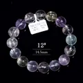 Bracciale in Kunzite naturale 7A con perle occhio di gatto da 14,5mm e peso 85g - 14.5mm / circa 85.0g (12#)