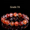 7A Grade natural red phantom crystal bead bracelet with vivid fire inclusions, Style 2 - Grade 7A (Style 2) / 19~19.8mm (Approx. 12 Beads) / Fanta Orange