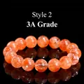 Natural orange-red flower phantom crystal bracelet grade 3A with translucent beads - Grade 3A (Style 2) / 19~19.8mm (Approx. 12 Beads) / Fanta Orange