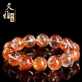 5A grade natural flame red phantom quartz bracelet with transparent round beads - Grade 5A (Style 3) / 20~20.8mm (Approx. 11 Beads) / Fanta Orange