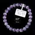 Natürliches 8mm lila Kunzit Kristallarmband mit hochwertigem Katzenaugeneffekt - 8mm / 6A Seidiger Kunzit (03#)