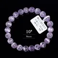 6A lila Kunzit Perlenarmband 8mm mit Katzenaugeneffekt auf schwarzem Hintergrund - 6A Seidiger Katzenaugen-Stil (10#) / 8mm / Lila