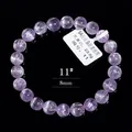 Natürliches 8mm Kunzit-Armband mit Katzenaugeneffekt auf glattem schwarzem Hintergrund - 6A Grad Seidiger Kunzit mit Katzenaugeneffekt (11#) / 8mm / Hellviolett