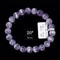 Hochwertiges 9mm Natur Kunzit Perlenarmband mit Katzenaugeneffekt in tiefem Violett - 9mm / 6A Seidiger Kunzit Katzenauge (20#)