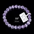 7A lila Kunzit Katzenaugen-Armband mit 8,5mm Perlen und seidigem Mineralglanz - 8.5MM / 7A Seidiger Kunzit mit Katzenaugeneffekt (08#)