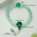 Dettaglio del bracciale di perle di avventurina verde con pietra verde e perla a botte - Stile Avventurina Verde e Giadeite al Cromo 8mm