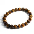 Single strand tiger eye bead bracelet with golden brown chatoyant silk luster - 8mm Bead Diameter