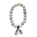 Close-up of jade beads bracelet with lucky gourd and pingan buckle pendants - Double Money Bag