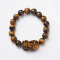 Golden Tiger Eye beaded bracelet for men featuring a hand-carved PiXiu charm - 10mm Bead And Pixiu