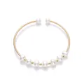 French style 14K gold filled freshwater pearl open cuff bracelet with minimalist design - White Pearl