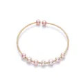 Elegant 14K gold-filled open bracelet featuring nine natural lavender freshwater pearls - Pink Pearl