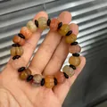 Natural Gobi jade bracelet with colorful pumpkin-shaped beads and black spacers - Pumpkin Style / 12mm