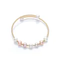 14K gold filled natural freshwater pearl elastic bracelet with multi-color pearls - Multicolor Pearls