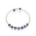 Elegant 14K gold filled multi-wrap bracelet with natural deep purple freshwater pearls - Purple Pearl