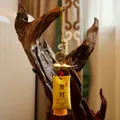 Detailed shot of brass Wu Lou pendant with yellow Jucai sachet and Chinese coins - Wealth (Yellow) / Yellow