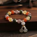 Colorful pumpkin-shaped agate beads bracelet with handcrafted tassels for women - Pumpkin Bead Tassel with Jade Spacers