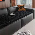 Cuscino per divano in flanella a coste nere spesse con trama antiscivolo su pelle nera - 60*130CM / Nero