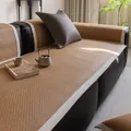 Tappetino rinfrescante per divano in rattan PE marrone con bordo bianco e cuscino - 60*60cm / Cachi