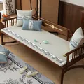 Eisseide-Sofa-Kühlmatte mit traditioneller chinesischer Landschaftsstickerei in Beige - Kleines Quadrat / Weiß
