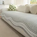 Copridivano in seta di ghiaccio grigio a spina di pesce con texture antiscivolo e bordo a onda - Tappetino quadrato piccolo / Grigio