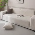 Copridivano elasticizzato jacquard beige con motivo a foglie e federa abbinata - Due Posti / Motivo Spiga-Beige