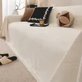 Funda de sofá texturizada crema con patrón de gofre y bordes decorativos con flecos - 180*90CM / Blanco Roto