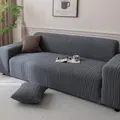 Copridivano elasticizzato jacquard grigio con motivo a foglie e federa coordinata - Due Posti / Motivo Spiga-Grigio Scuro