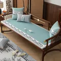 Classic Chinese landscape pattern ice silk sofa cushion in elegant cyan green finish - Spring Mountains Like Dark Eyebrows - Light Green / 45*45cm Pillowcase