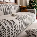 Funda de sofá jacquard beige con diseño de ramas negras para sofá de 3 plazas - Estilo Reposapiés / gris oscuro
