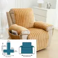 Light brown quilted plush recliner cover with side storage pocket for functional sofa - Yellow