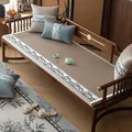 Ice silk cooling sofa mat set with traditional mountain pattern for summer home decor - Spring Mountains Like Dark Green - Champagne / 45*45cm Pillowcase