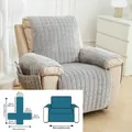 Grey quilted flannel recliner sofa cover with plush texture and protector dimensions - Plush Square Chivas Regal - Light Gray / All-in-one Single Seat