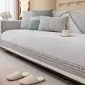 Copridivano in ciniglia grigio chiaro con motivo a spirale disegnato a mano e texture - 70*70cm / Grigio Beige