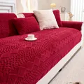 Cuscino per divano bordeaux in peluche sherpa con trama a rombi in rilievo morbido - 70x70cm / Rosso