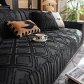 Copridivano nero antiscivolo in spesso tessuto 3D con eleganti dettagli a fiocco - Modello 70-70 / Nero